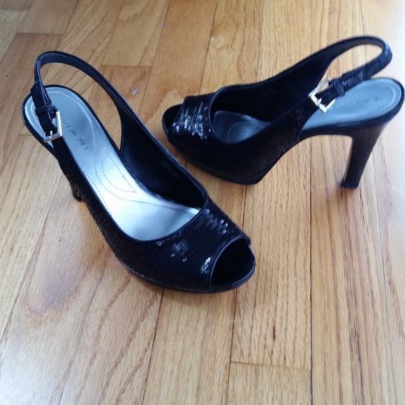 Black sequined slingback platform - Picture 1 of 1